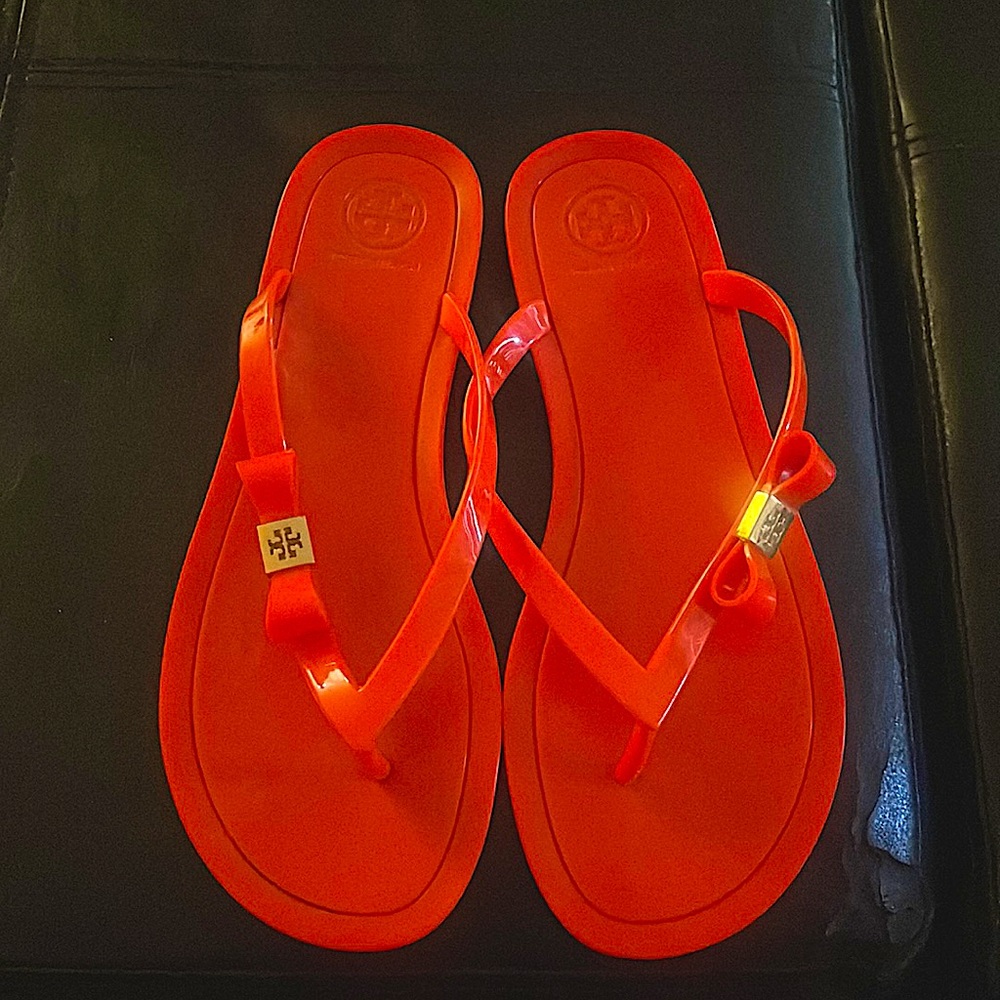 Tory Burch Orange Jelly Slides size 8.5